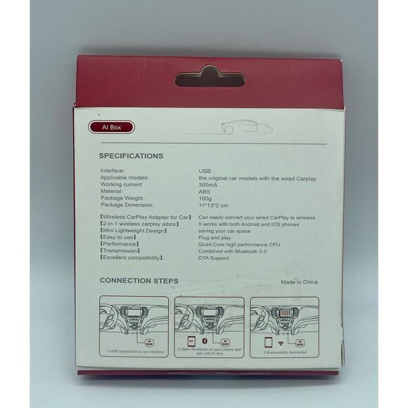 Wireless AI Box Carplay Adapter for Factory Wired CarPlay USB For iPhone Android - Picture 3 of 11